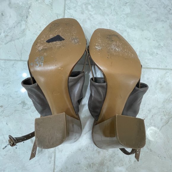 MOSCHINO {38.5} Shoe Sling Back Block Heel Sandal Brown - Picture 6 of 6